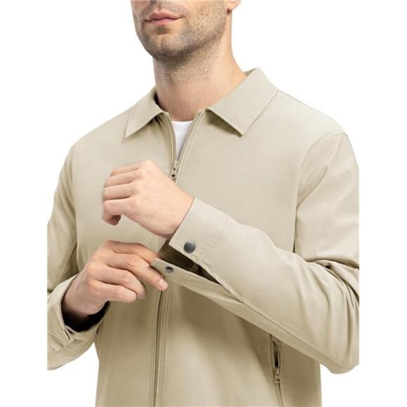 Mens Lightweight Jacket Casual Windbreaker Water Resistant Full Zip Spring Fall - Picture 4 of 7